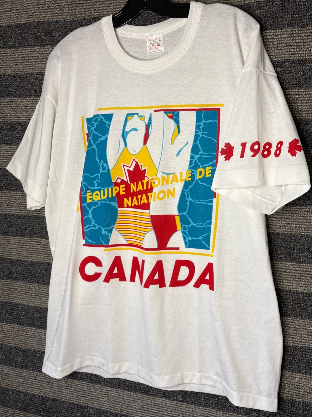 Vintage 1988 Canada National Swim Team White Single Stitch T-Shirt Men’s XL